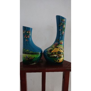 Bộ bình hoa sơn mài Phu Thê (trung)