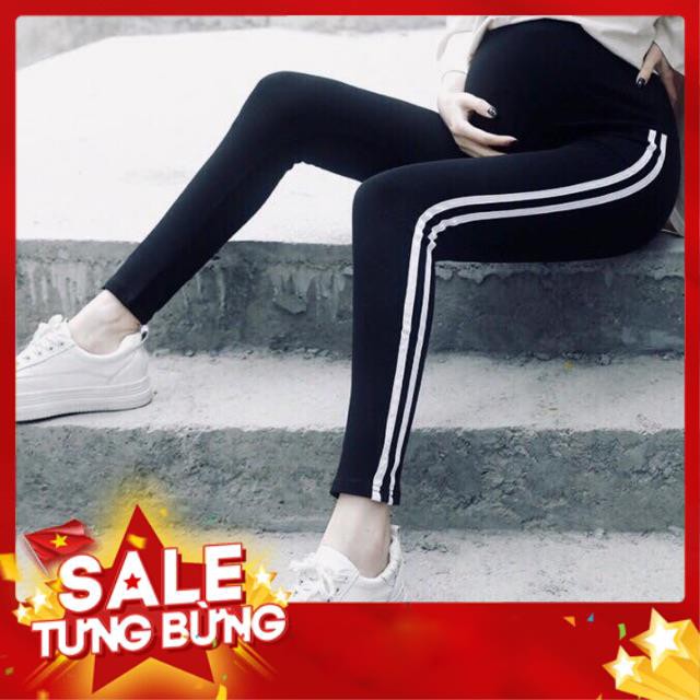 Quần legging bầu chất đẹp uni Hàn đẹp☘KO phải chất cotton CO GIÃN 4 CHIỀU, KO BAI - KO XÙ☘️Quần bầu free size 43~68kg)