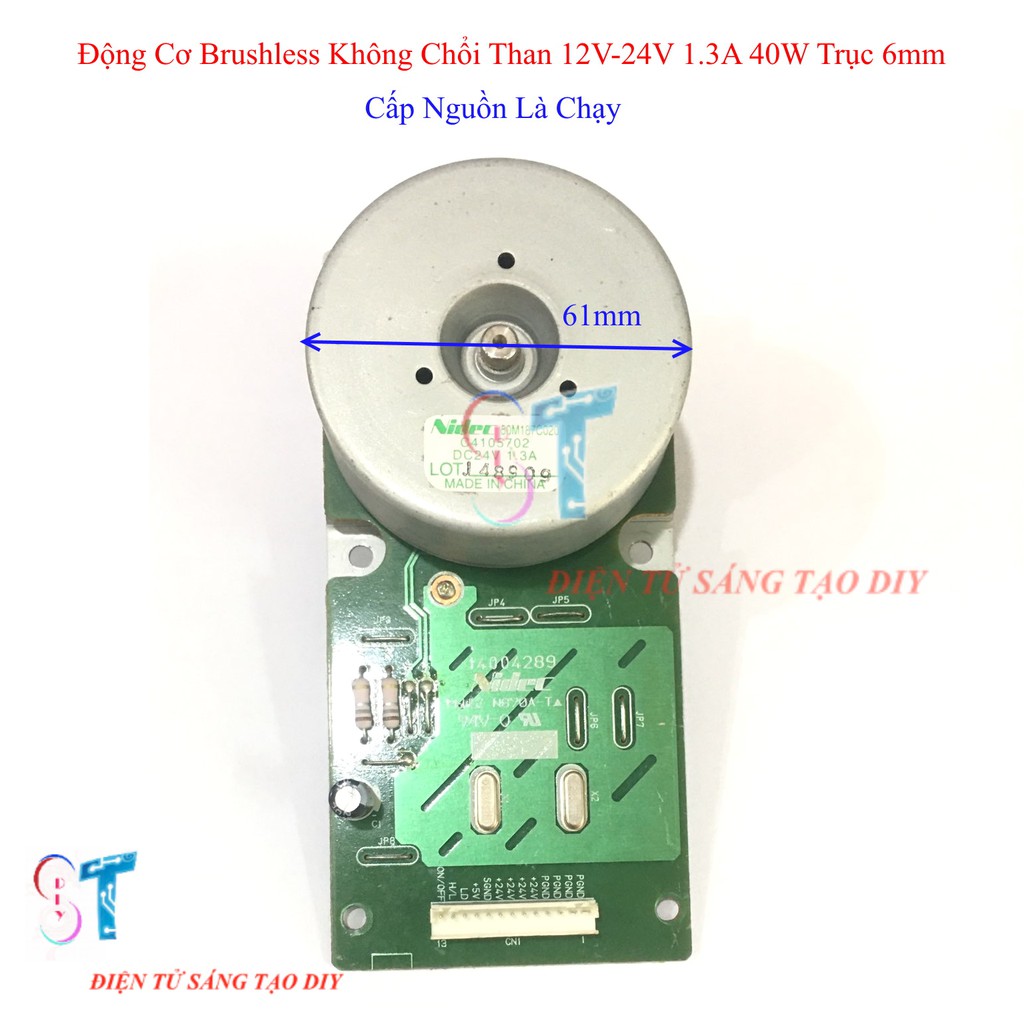 Động Cơ Brushless Không Chổi Than Chế Quạt 12V-24V 1.3A 40W Trục 6mm Cấp Nguồn Là Chạy