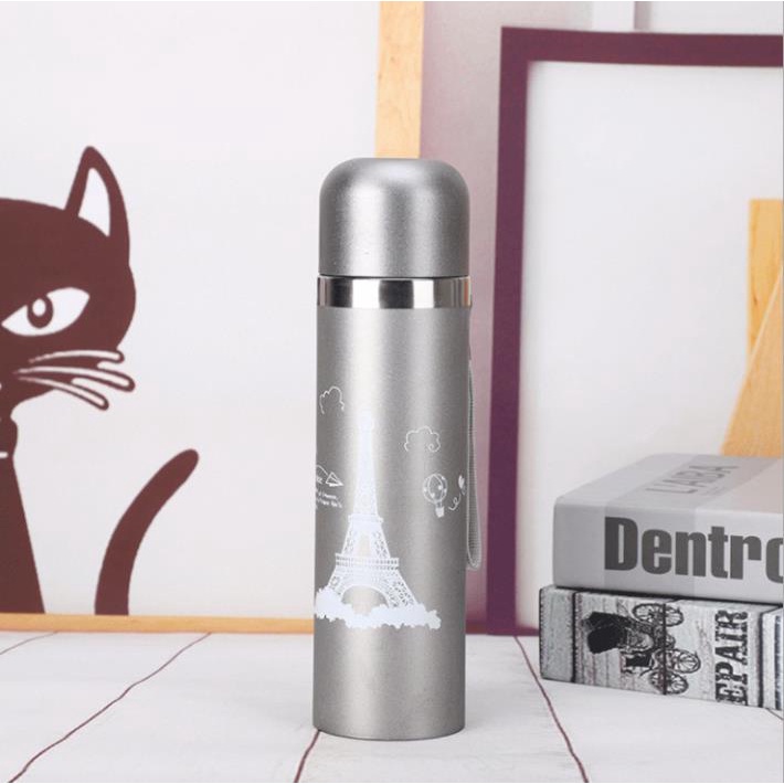 Bình Giữ Nhiệt 500ml Hình Tháp Eiffel Thiết Kế Đơn Giản Tinh Tế