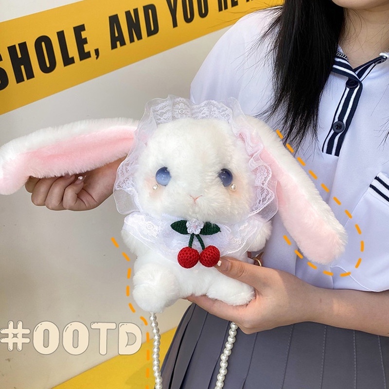 Túi xách đeo chéo Anime Nhật Bản Lolita JK hình thỏ Nhồi Bông dễ thương