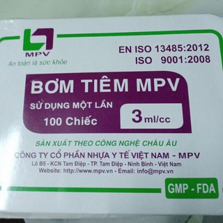 Bơm tiêm 3ml dùng 1 lần MPV,HỘP 100 CHIẾC