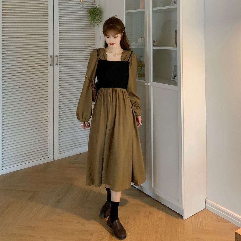 Đầm midi cổ vuông thiết kế mới thời trang Hàn Quốc