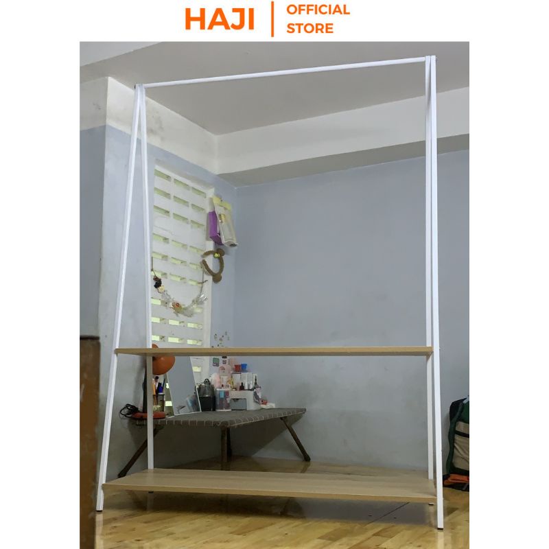 Kệ áo quần kết hợp treo và gấp gọn thông minh khung sắt chống gỉ chịu lực tốt HAJI C03
