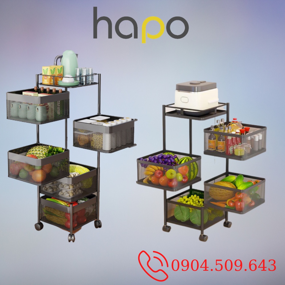 Kệ Xoay 360 Độ Chất Liệu Thép Không Gỉ, Kệ Xoay Vuông Đựng Đồ Đa Năng Nhiều Tầng