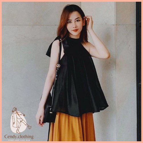 [Hàng Cao Cấp Loại 1 + Video Thật] - Áo Sát Nách Cổ Nơ Chất Liệu Tơ CendyClothing - CD052