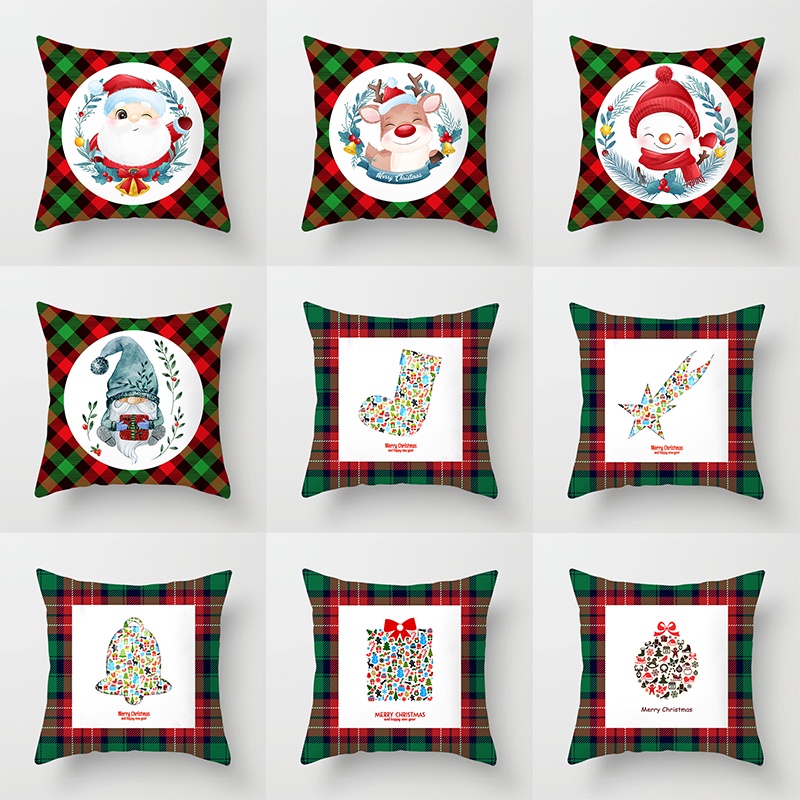 Christmas pattern pillow case family sofa pillow case bedroom cushion cover home decoration (45cmx45cm