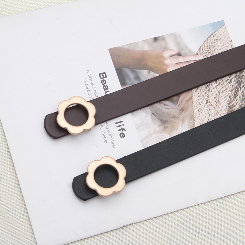 Thắt Lưng Da Khóa Kim Loại Hình Hoa Phong Cách Boho Cho Nữ