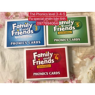 Thẻ Flashcards  Phonics level 3-4-5 -Family and Friends Special phiên bản tỉnh ép plastics bền đẹp