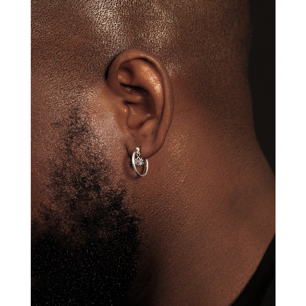 Khuyên tai bạc nam, nữ HeliSilver Lotus Leaves Hoop Earrings Helios Original S925 KTB314