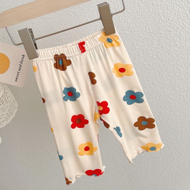 Bộ Đồ Ngủ Gồm Áo Thun In Hoa + Quần Ngắn Cotton Phong Cách Hàn Quốc Dành Cho Bé Gái 1-7 Tuổi