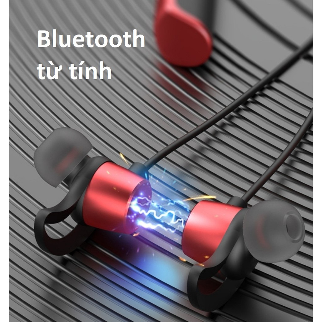 Tai nghe bluetooth đeo cổ thể thao 9D Hifi Stereo Pin 400mAh sử dụng liên tục từ 30 đến 50 giờ, Hỗ trợ khe cắm thẻ nhớ.