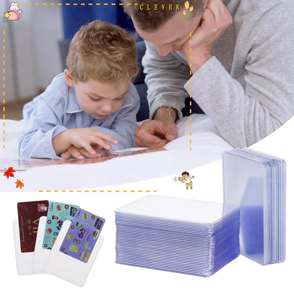 CLEVER 25 Pieces Rigid Plastic Card Sleeves Collectible Protective Sleeves Holder Card Holder Trading Card Clear Sleeves Storage Basketball Sports Cards