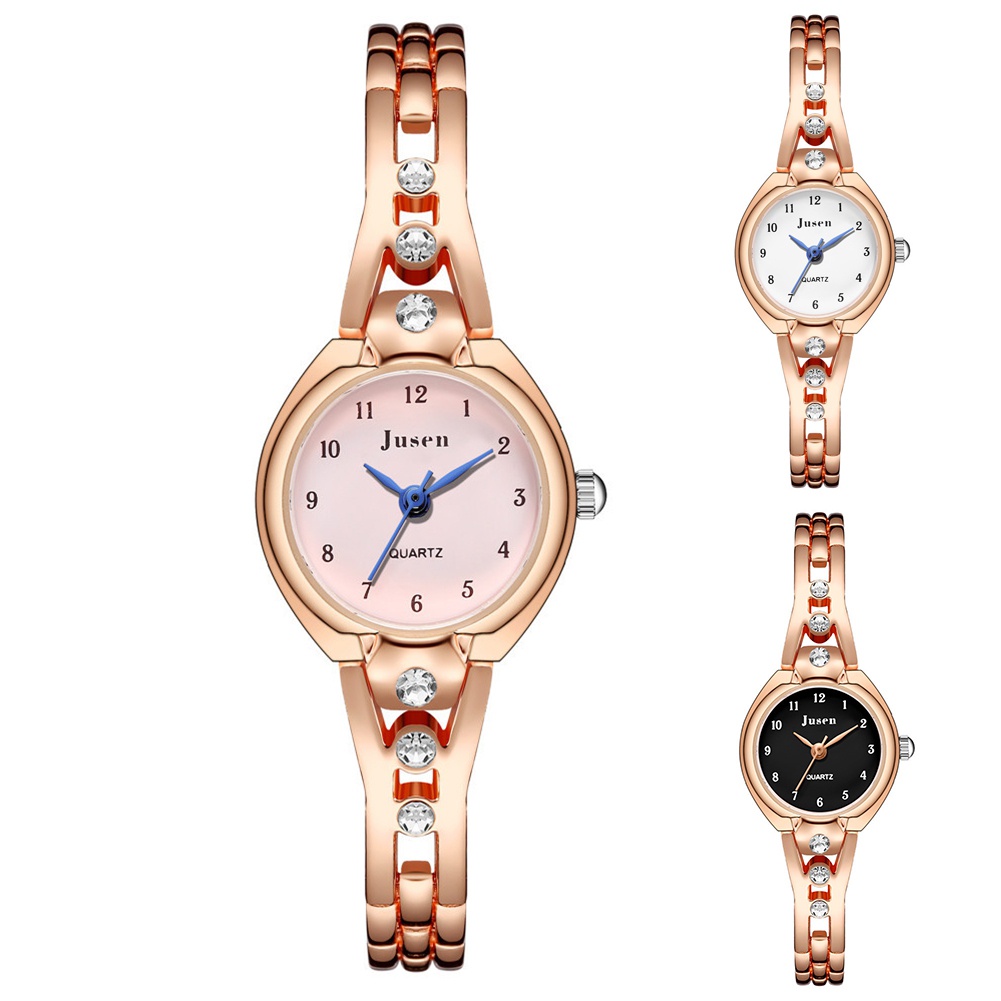 Đồng Hồ Analog Máy Quartz Nữ Mặt Tròn Đính Hột Xoàn