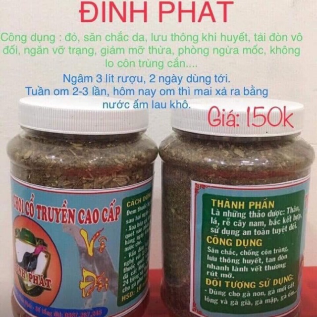 Thuốc om bóp gà chọi đinh phát tặng bịt mỏ