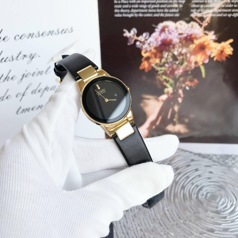 Đồng hồ nữ Citizen chính hãng màu đen siêu đẹp 💯auth. Pin Eco-Drive 10 năm mới phải thay pin 1 lần!!!
