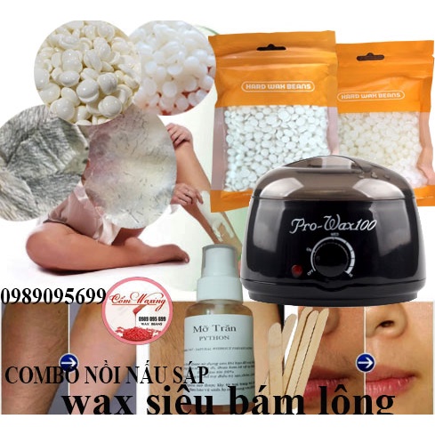 NỒI NẤU SÁP PRO100 kèm SÁP SIÊU BÁM LÔNG HOT tặng Mỡ Trăn, que gỗ