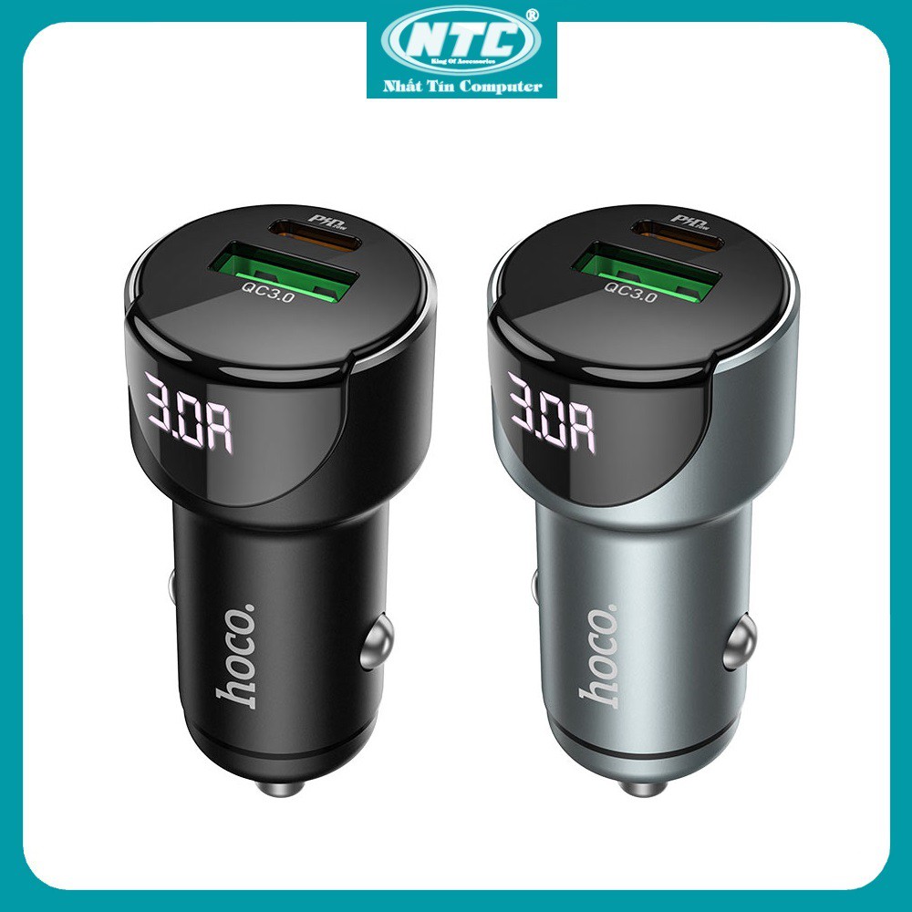 Cốc sạc ô tô / xe hơi Hoco Z42 hỗ trợ QC3.0 và PD20W - màn hình hiển thị điện áp (Màu Random) - Nhất Tín Computer