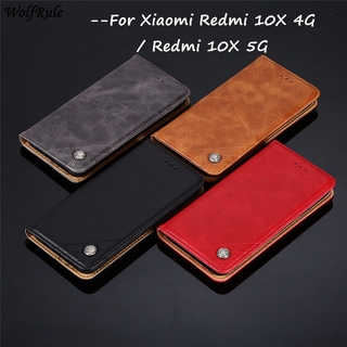 Luxury flip pu leather wallet cover card slot phone case for xiaomi redmi 10x 4g / redmi 10x 5g