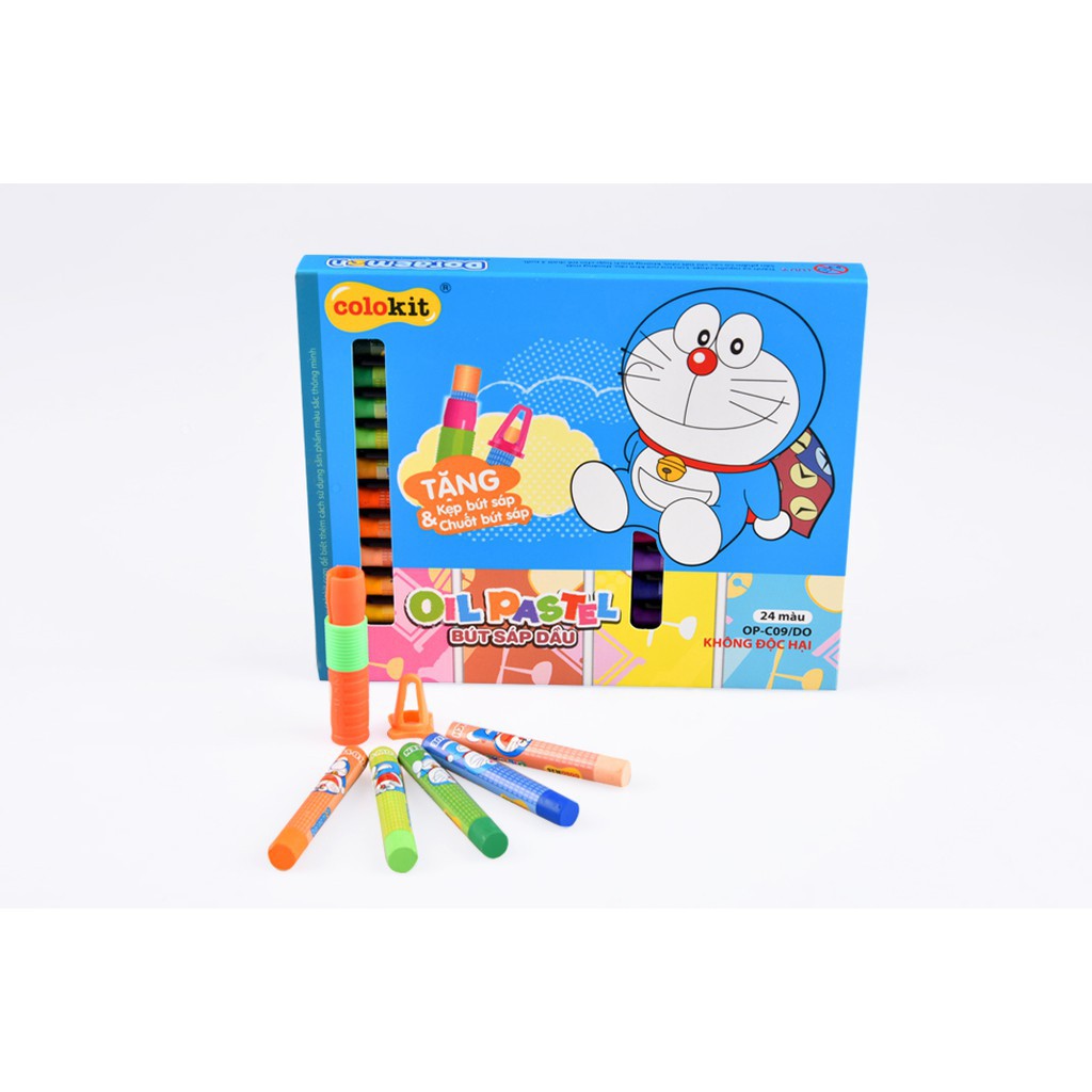 [Chính Hãng] BÚT SÁP DẦU COLOKIT Với Hình Ảnh Nhân Vật Hoạt Hình DORAEMON (Hộp 24 Màu)