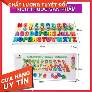 Đồ Chơi Giáo Dục Bảng Cột Tính Học Đếm Và Ghép Chữ Cái Tiếng Anh In Hoa Nổi Bằng Gỗ Cho Bé