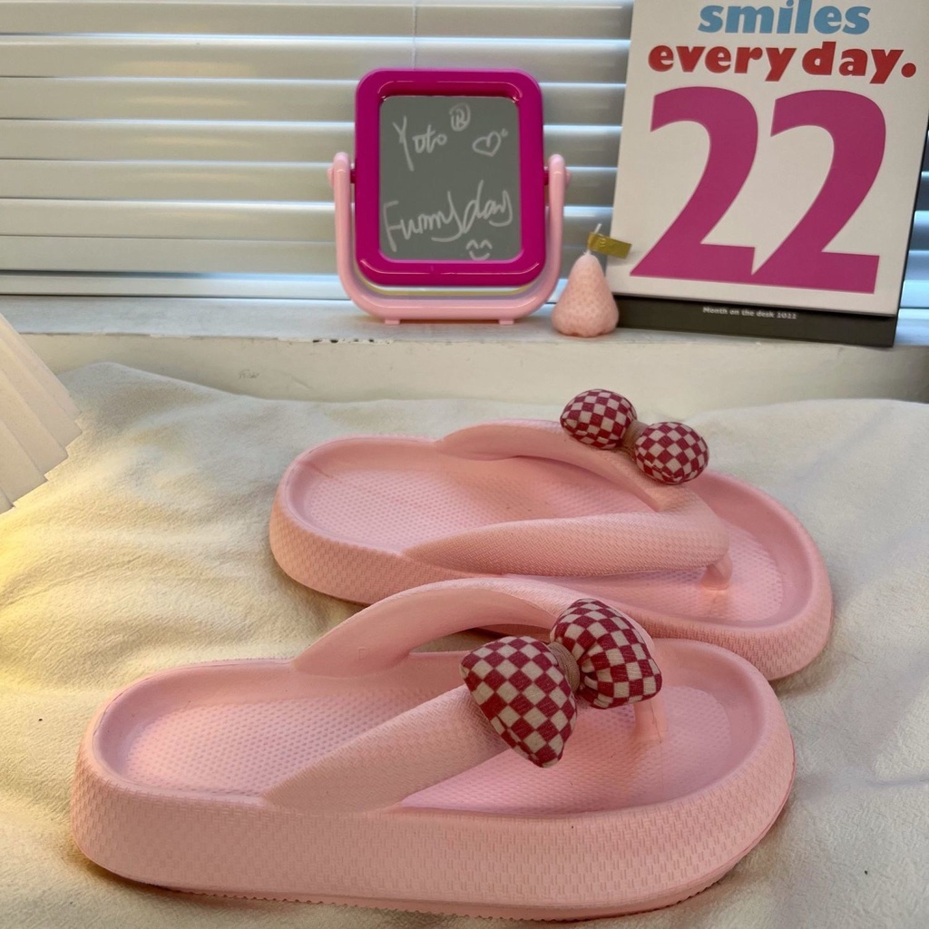 Dép MARTINI xỏ ngón đế dày đính nơ hoạt hình đáng yêu thời trang đi biển 2022