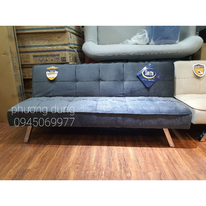 Sofa mini - sofa làm giường - Sofa đại hạ giá - Nhung xám đen