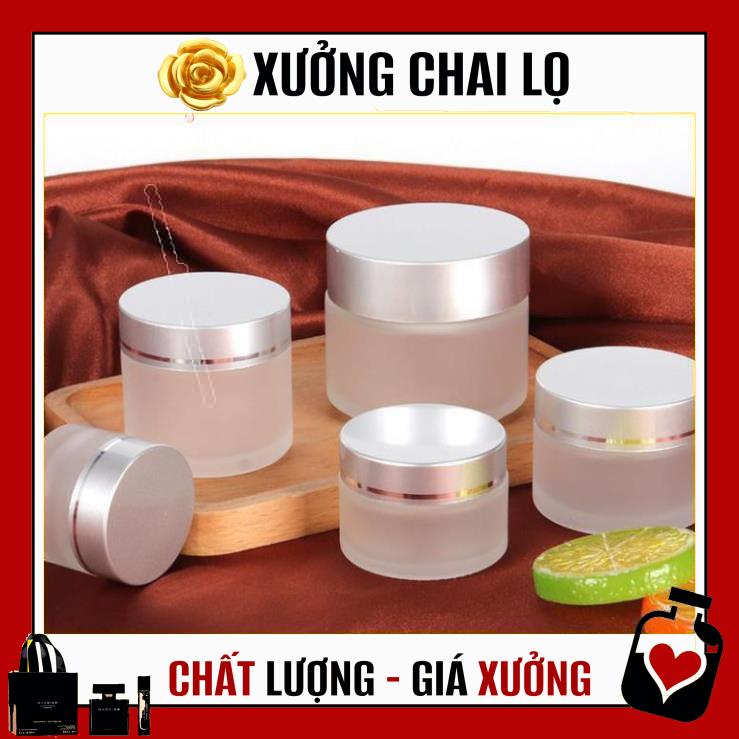 Hủ Đựng Kem ❤ TOP GIÁ RẺ ❤ [5g,10g] Hũ Chiết Mỹ Phẩm Thủy Tinh Nắp Bạc , Hũ đựng mỹ phẩm , Hũ kem thủy tinh .