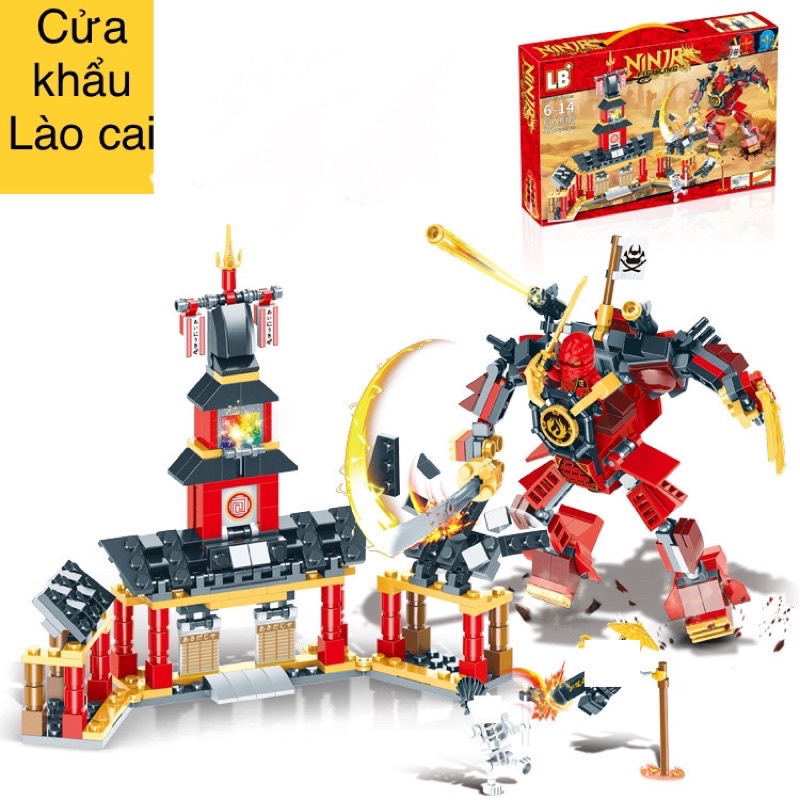 Lego con trai lắp ghép người sắt chiến đấu toà tháp canh phòng