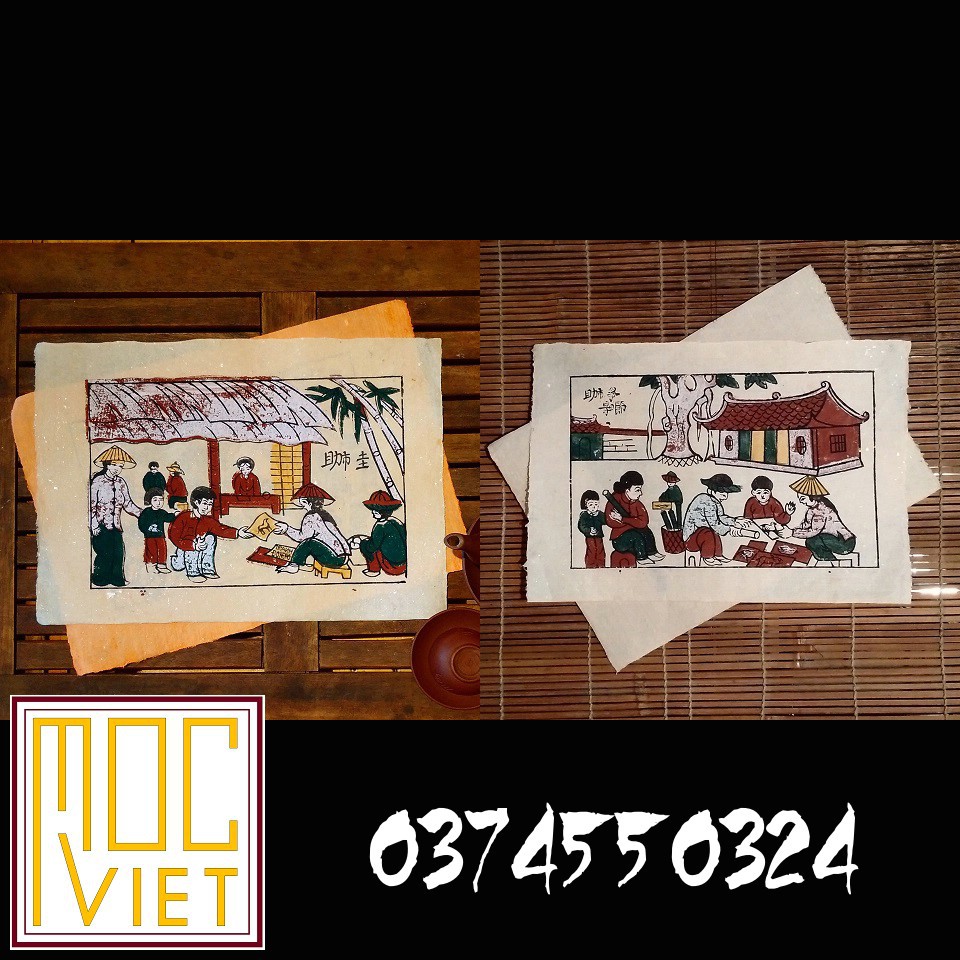 Cặp Tranh Đông Hồ - Chợ Quê