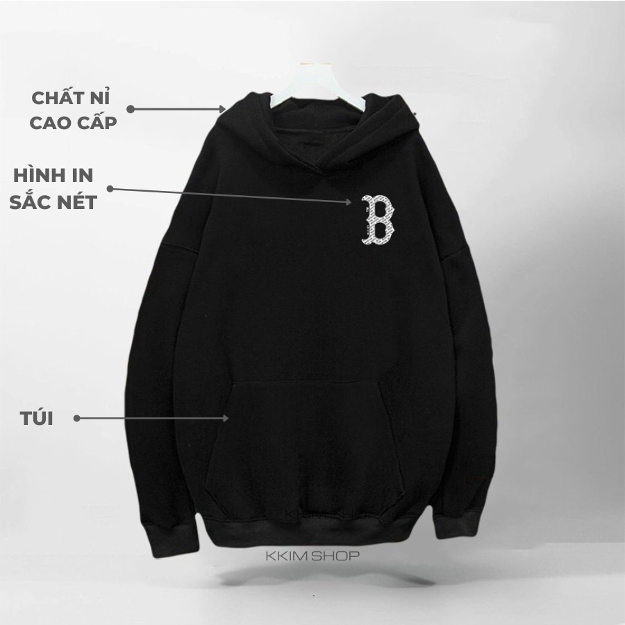 Áo Nỉ HOODIE NY BOSTON form rộng oversize, Áo hoodies MLP XANH LÁ unisex nam nữ chất liệu Nỉ bông cao cấp KKIM SHOP