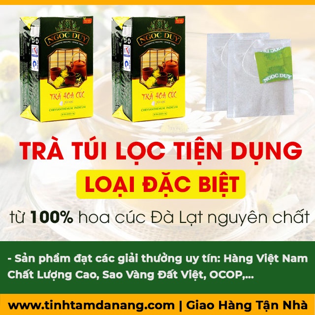 Trà hoa cúc vàng túi lọc Ngọc Duy hộp 40gr 20 túi lọc Tịnh Tâm giúp lợi sữa thanh nhiệt ngủ ngon giấc