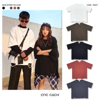 UNISEX Áo phông basic rách gấu TSS971