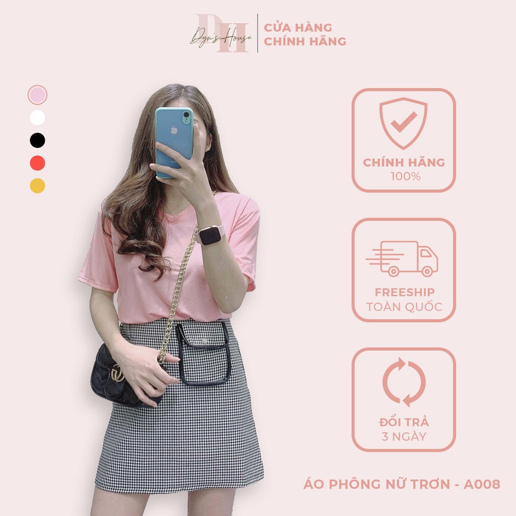 Áo phông nữ trơn tay ngắn, áo thun tay lỡ unisex form rộng phong cách Hàn Quốc thời trang DYN’S HOUSE - A008