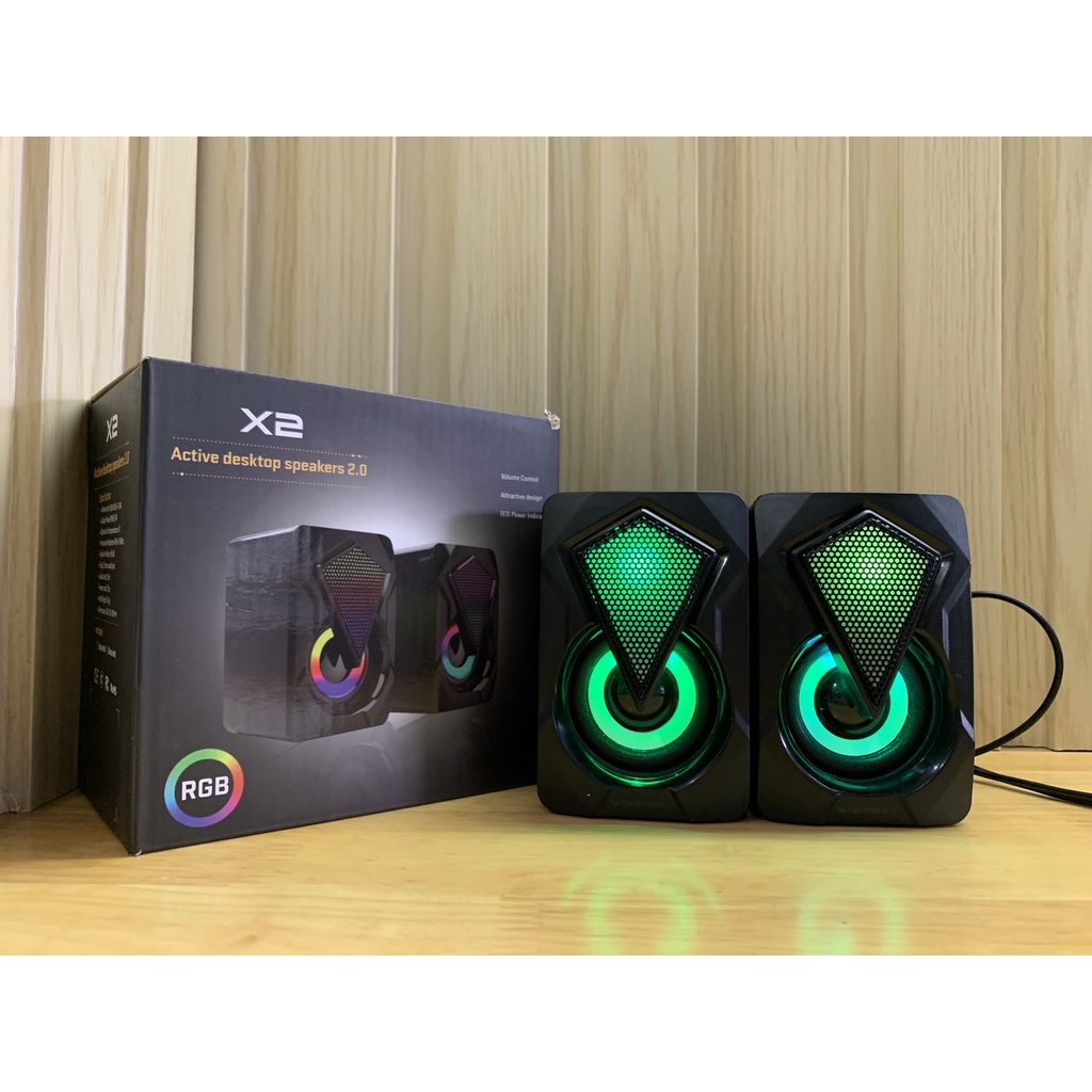 Loa Máy Tính X2, Loa Bass 3Wx2 Hỗ Trợ USB, Với Đèn RGB Dành Cho PC