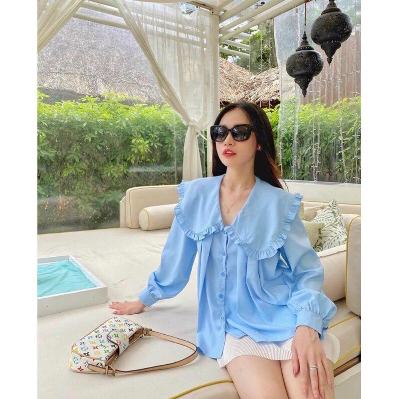 Áo Sơ Mi Voan Tay Dài Cổ Bánh Bèo