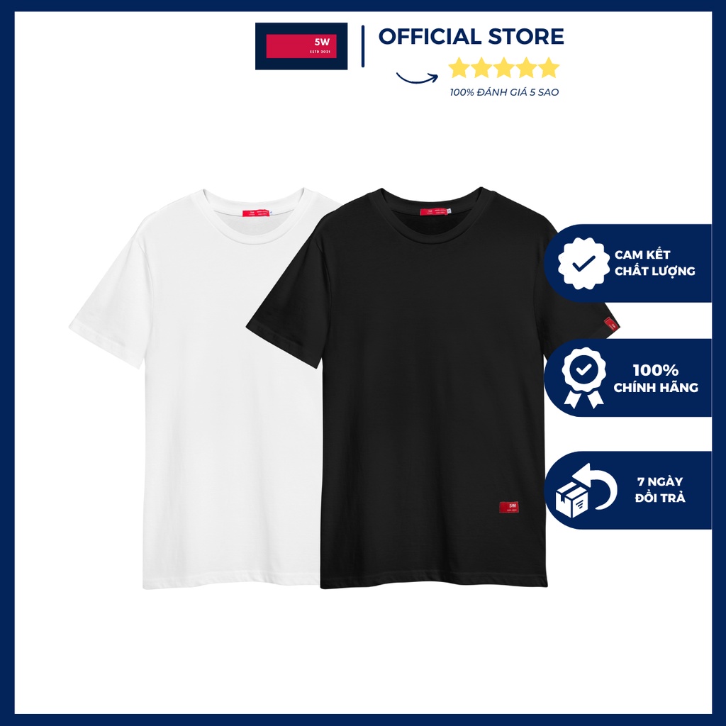 Áo thun trắng đen form trơn dành cho nam nữ - basic tee unisex bigsize tay lỡ chất liệu cotton thoáng mát tag 5W - AT03