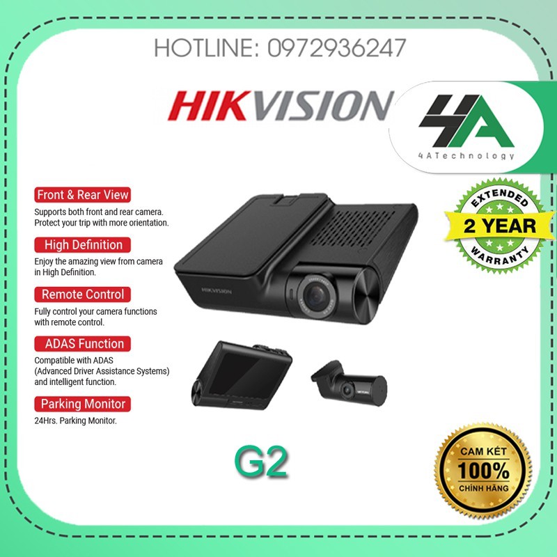 Camera hành trình G2 Hikvision kèm thẻ 64GB - Camera kép trước + Sau (chính hãng Hikvision)