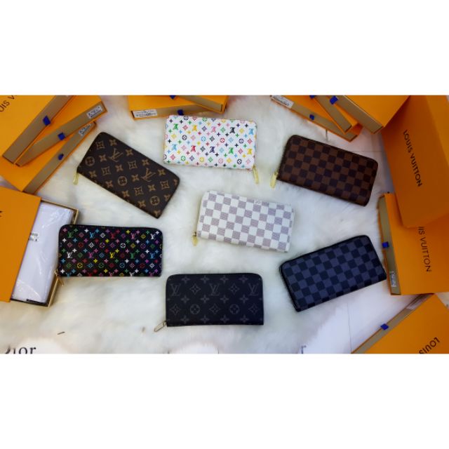 Ví hoa nâu kéo khóa size 20 fullbox