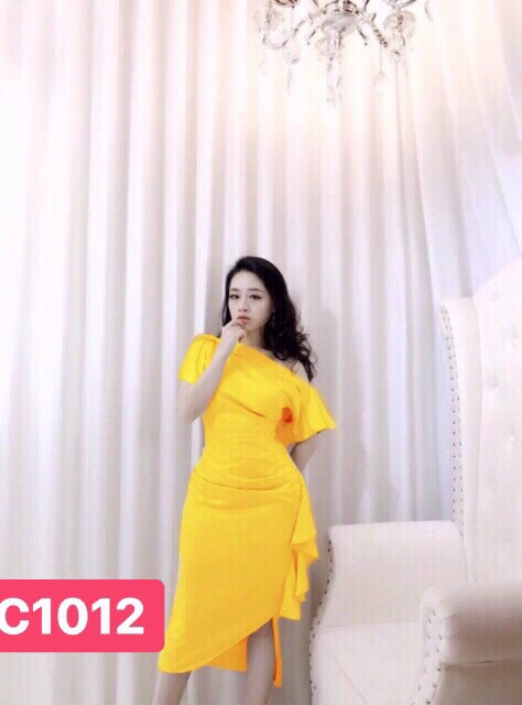 Đầm body lệch vai nhún bèo TRIPBLE T DRESS (kèm ảnh thật ) MS2T | BigBuy360 - bigbuy360.vn