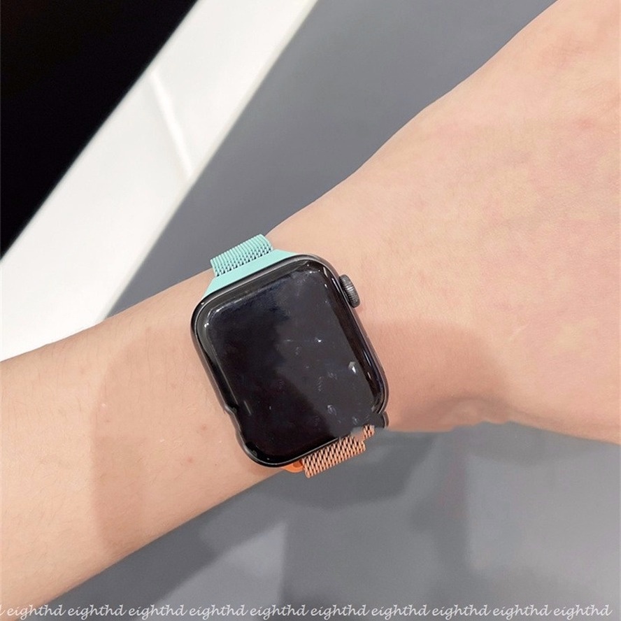 Dây Đeo Thay Thế Bằng Kim Loại Màu Gradient Cho Đồng Hồ Thông Minh iWatch Series 7 6 SE 5 4 3 2 1 45mm 41mm 44mm 42mm 40mm 38mm