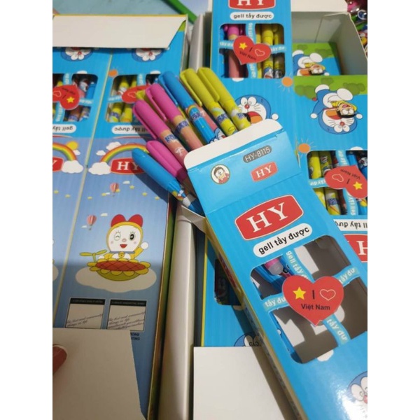 Bút bi, bút gel xóa được mực màu tím doremon