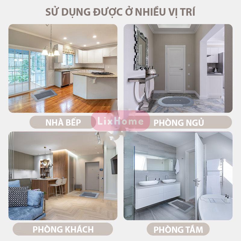Thảm chùi chân thấm nước chống trượt nhà tắm silicon LixHome, thảm lau chân thấm nước nhà tắm màu sang trọng
