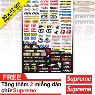 Decal xe máy khổ A3 - 112 Miếng dán - Tặng thêm 2 miếng dán Supreme
