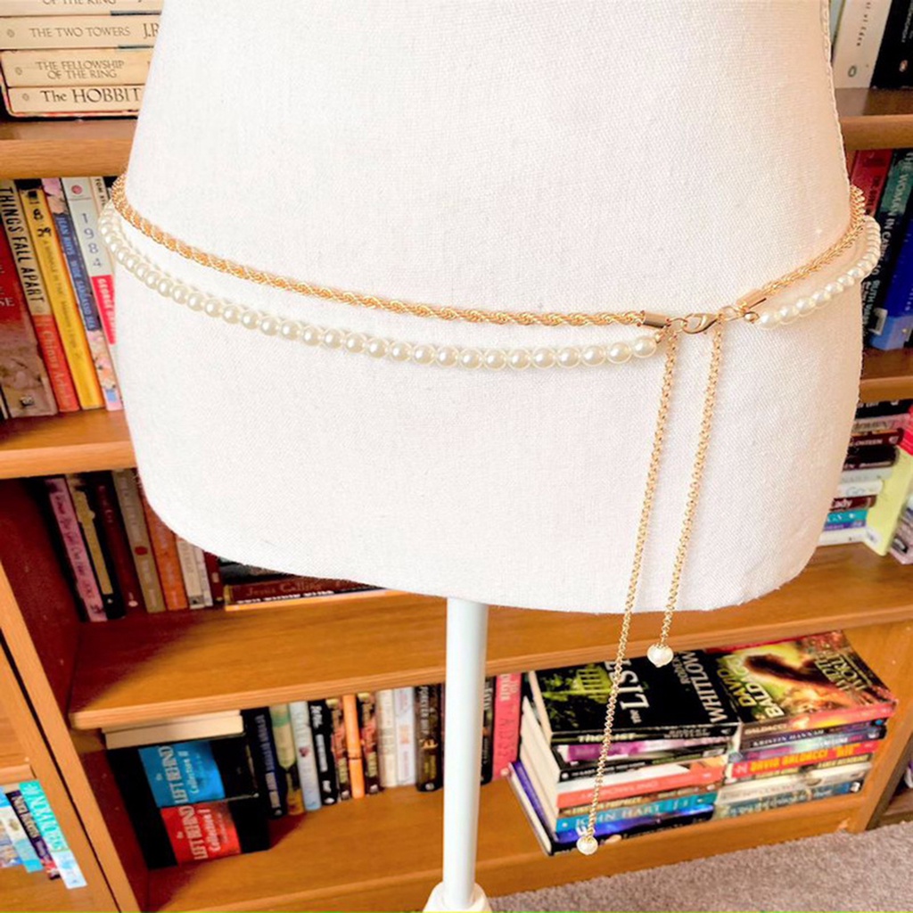 [JENN] Chuỗi Đeo Hông Đính Ngọc Trai Trắng Tinh Tế Cổ Điển Dễ Phối Đồ Cho Nữ Đi Tiệc