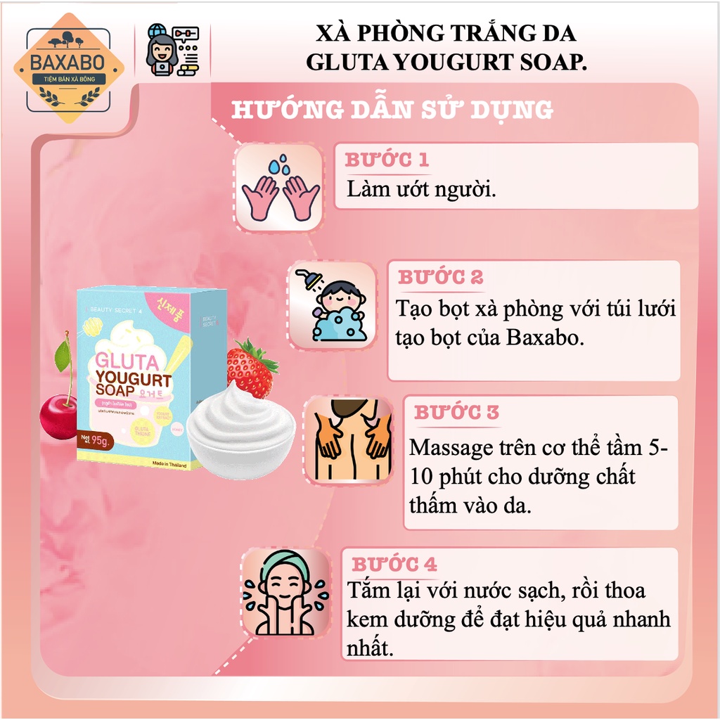 XÀ PHÒNG SỮA CHUA TRẮNG DA BEAUTY SECRET 4 - XÀ PHÒNG TRẮNG DA NỘI ĐỊA THÁI LAN 70GR - HÀNG CHÍNH HÃNG