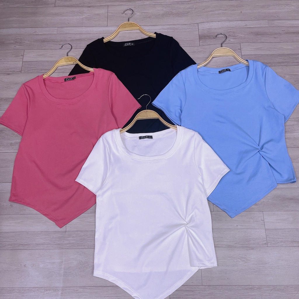 Áo Thun Kiểu Xoắn Bụng Cổ Tròn Bigsize Cô Nhỏ,Áo Phông Kiểu Cổ Tròn Có Size Thun Borib Cao Cấp A45 (HÌNH+VIDEO THẬT)