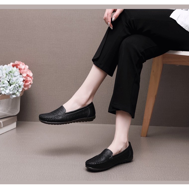 Giày Mọi Da Nữ, Slip-on Nữ Cao Cấp