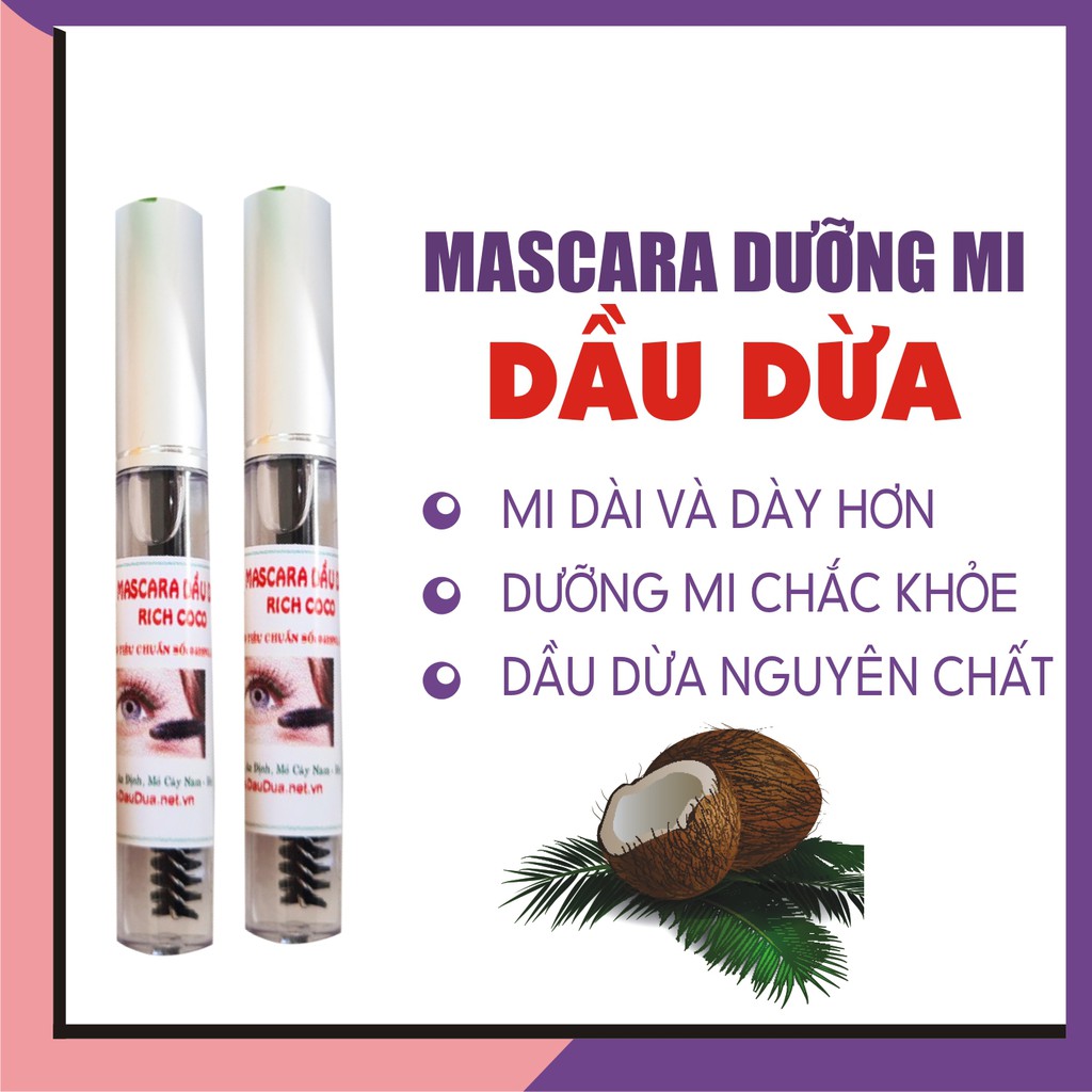 Mascara dưỡng mi dầu dừa nguyên chất kích thích mi mọc dày &amp; dài hơn 5ml (Tuýp)