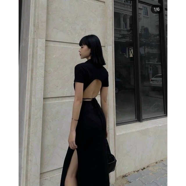 Đầm đen hở lưng Chitchitstore